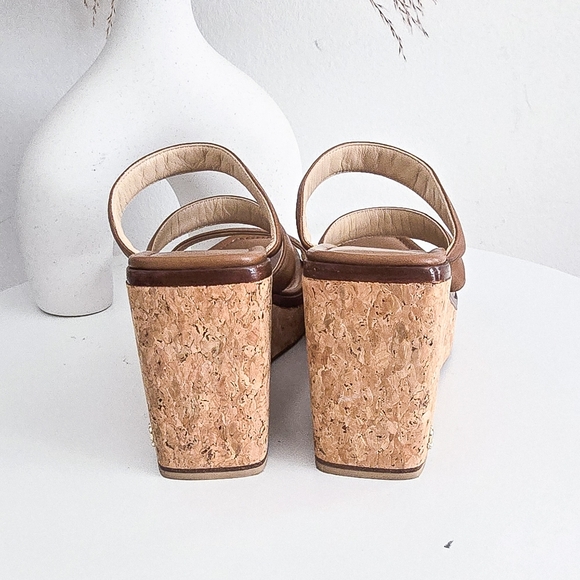 Jimmy Choo Athenia brown leather strappy platform wedge make sandals size 36 - Picture 7 of 14
